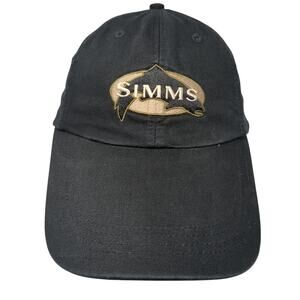 Simms Slideback Baseball Cap Black One Size Adjustable Embroidered Vented Holes